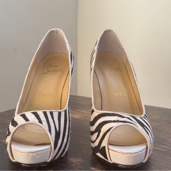 Louboutin Peep toe Heels Zebra print size 38 - Picture 4 of 11